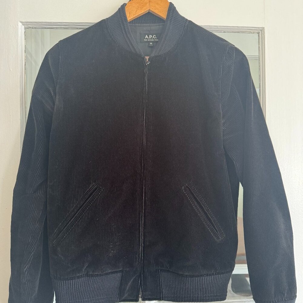 APC Black Corduroy Bomber Jacket Small - 36